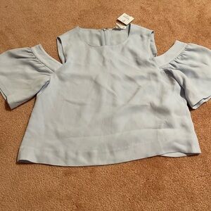 Elegant Light Blue Cold Shoulder Top